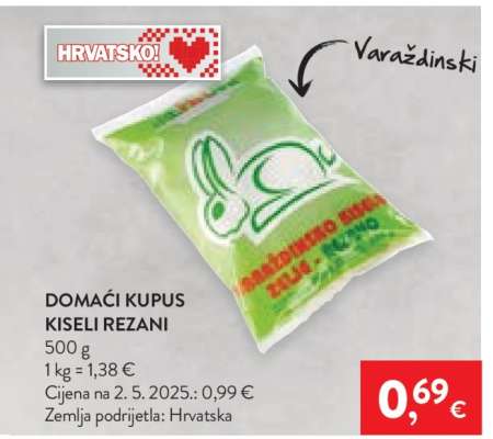 Domaći kupus kiseli rezani