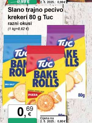 Slano trajno pecivo krekeri 80 g Tuc razni okusi
