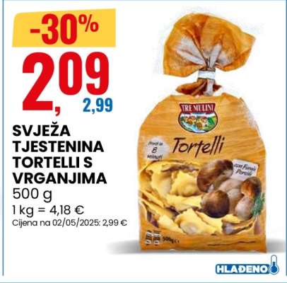 SVJEŽA TJESTENINA TORTELLI S VRGANJIMA