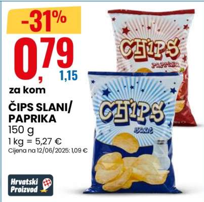 Čips slani, paprika