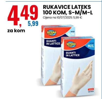 RUKAVICE LATEKS 100 KOM, S-M/M-L