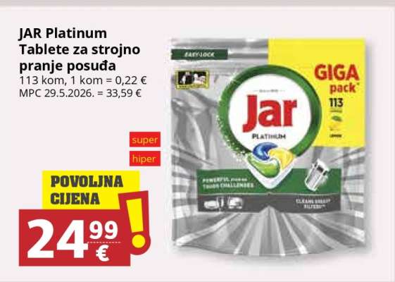 JAR PLATINUM Tablete za strojno pranje posuđa