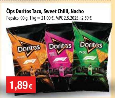 Čips Doritos Taco, Sweet Chilli, Nacho