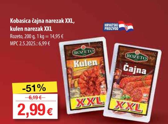 Kobasica čajna narezak XXL, kulen narezak XXL