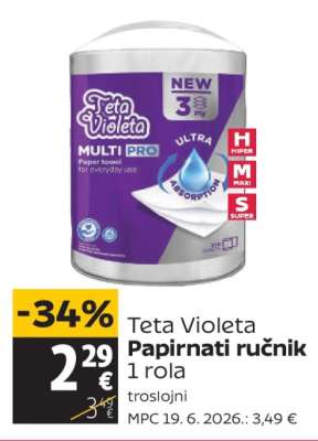 TETA VIOLETA PAPIRNATI RUČNIK