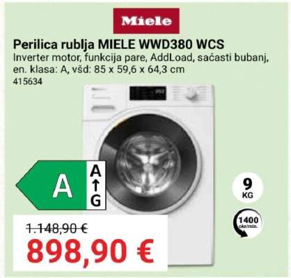Perilica rublja MIELE WWD380 WCS