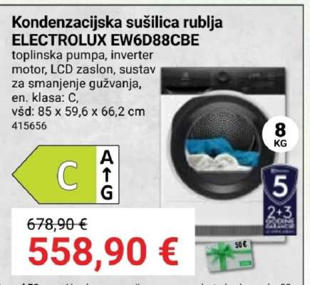 Kondenzacijska sušilica rublja ELECTROLUX EW6D88CBE
