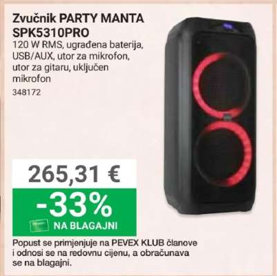 Zvučnik PARTY MANTA SPK5310PRO