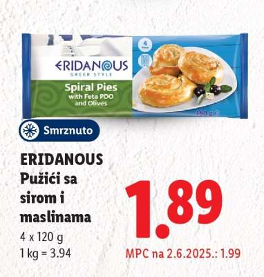 ERIDANOUS Pužići sa sirom i maslinama