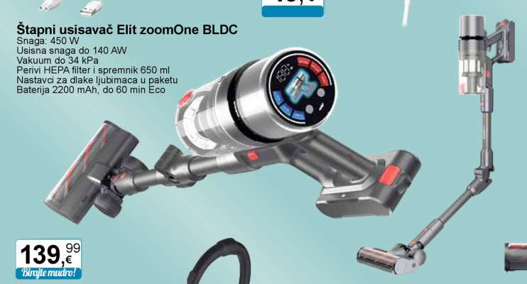 Štapni usisavač Elit zoomOne BLDC