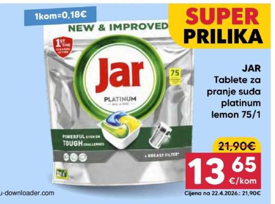 JAR Tablete za pranje suđa platinum lemon 75/1