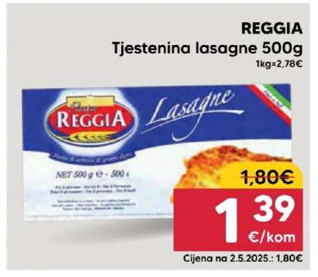 REGGIA Tjestenina lasagne 500g
