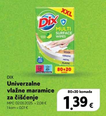 DIX Univerzalne vlažne maramice za čišćenje