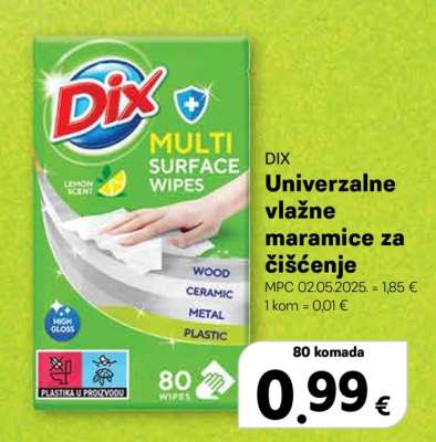 DIX Univerzalne vlažne maramice za čišćenje