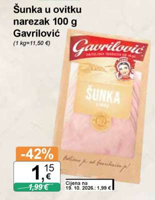 Šunka u ovitku narezak 100 g Gavrilović