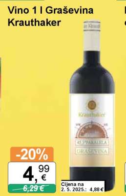 Vino 1 l Graševina Krauthaker