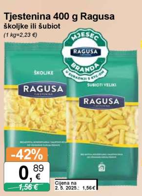 Tjestenina 400 g Ragusa školjke ili šubiot