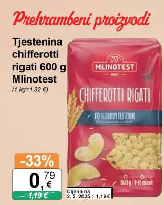 Tjestenina chifferotti rigati 600 g Mlinotest