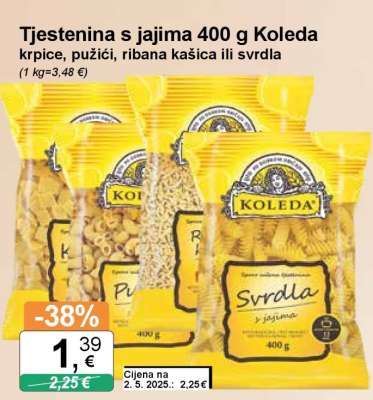 Tjestenina s jajima 400 g Koleda