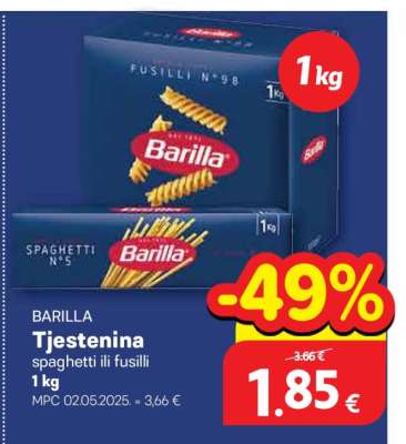 BARILLA Tjestenina spaghetti ili fusilli 1 kg