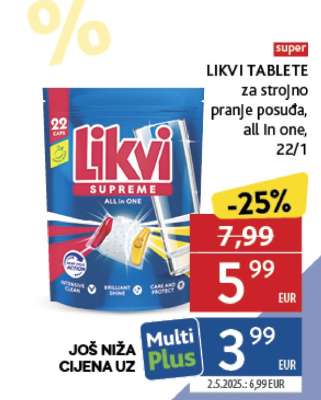 LIKVI TABLETE za strojno pranje posuđa, all In one, 22/1
