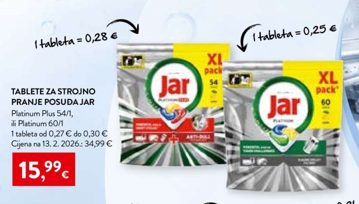 Tablete za strojno pranje posuđa Jar